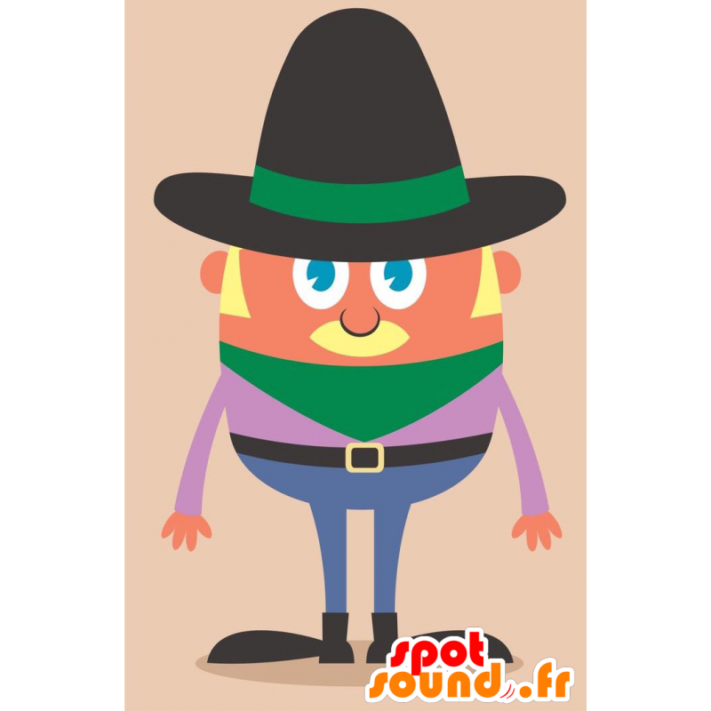 Mascotte biondo cowboy con una sciarpa e cappello - MASFR029243 - Mascotte 2D / 3D