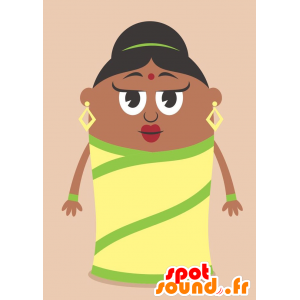 Mascotte indiano, verde e giallo vestito - MASFR029244 - Mascotte 2D / 3D