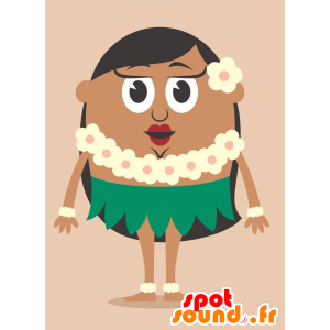 Tahitian Mädchen Maskottchen mit einer Blumenkette - MASFR029246 - 2D / 3D Maskottchen