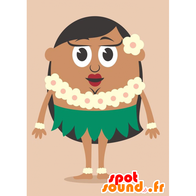 Tahitian girl mascot with a flower necklace - MASFR029246 - 2D / 3D mascots