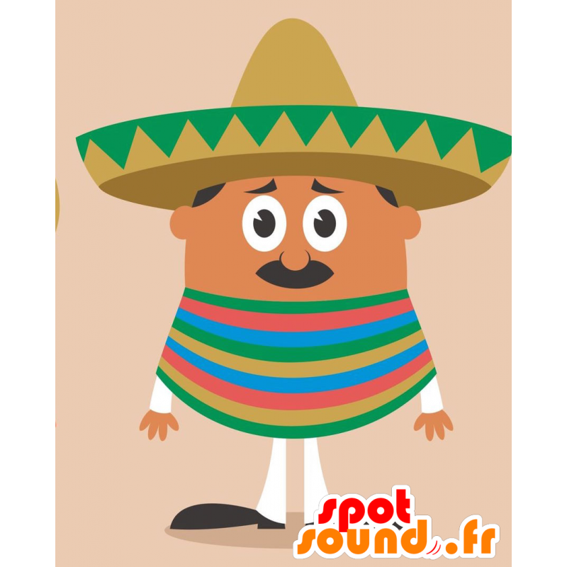 Mascotte de mexicain avec un sombrero vert et marron - MASFR029248 - Mascottes 2D/3D