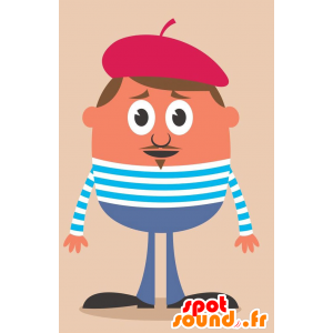 Mascot hombre francés con una boina y un vestido de rayas - MASFR029249 - Mascotte 2D / 3D