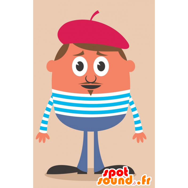 Mascot uomo francese con un berretto e un abito a righe - MASFR029249 - Mascotte 2D / 3D