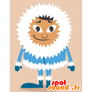 Mascotte Eskimo con un cappotto blu e bianco - MASFR029261 - Mascotte 2D / 3D
