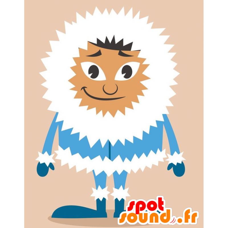 Maskotti Eskimo jossa on sininen ja valkoinen takki - MASFR029261 - Mascottes 2D/3D