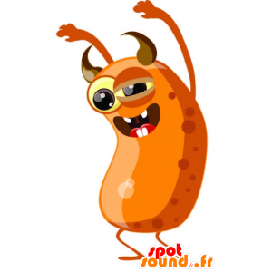 Orange monster mascot, with brown horns - MASFR029263 - 2D / 3D mascots