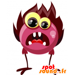Mascot vaaleanpunainen hirviö, pörröinen ja hauska - MASFR029268 - Mascottes 2D/3D