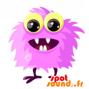Mascotte de monstre rose, tout poilu, avec les yeux jaunes - MASFR029270 - Mascottes 2D/3D