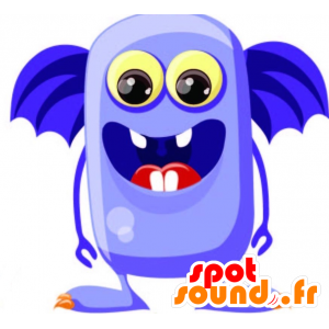 Blå monster maskot, med gula ögon - Spotsound maskot