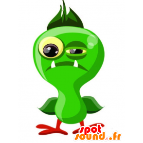 Mascotte de monstre vert, rigolo, à l'air farouche - MASFR029273 - Mascottes 2D/3D