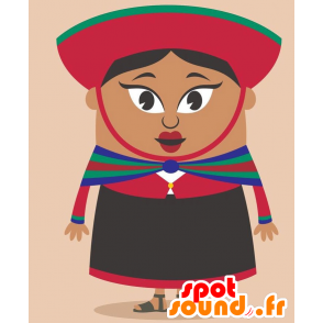 Afrikansk kvinde maskot, farverigt tøj - Spotsound maskot