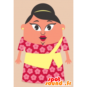 Asiatisk kvinde, maskotbrun, meget farverig - Spotsound maskot
