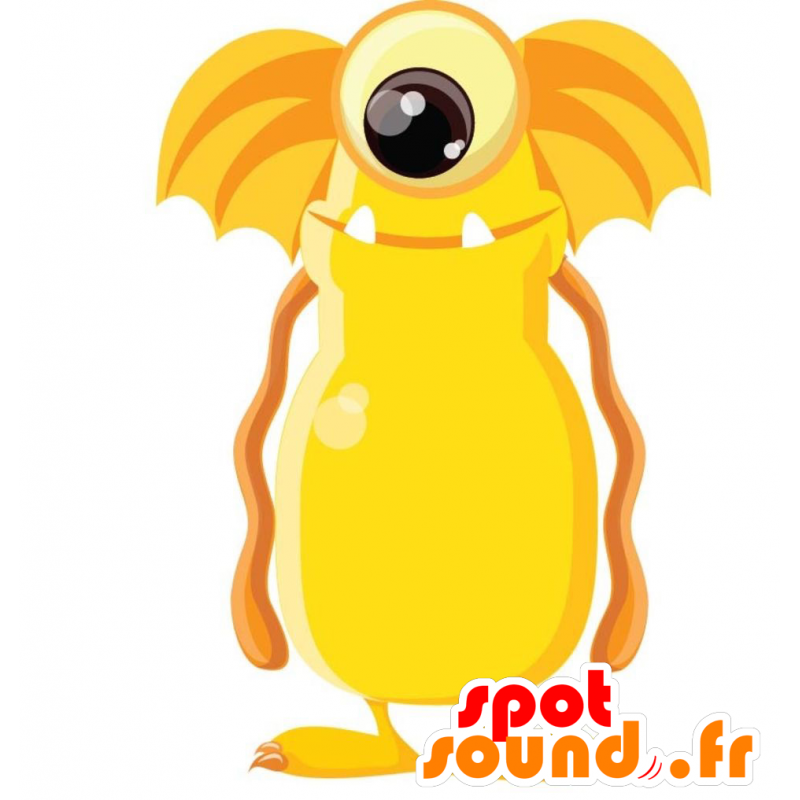 Żółty i pomarańczowy potwór maskotka, gigant i zabawny - MASFR029286 - 2D / 3D Maskotki