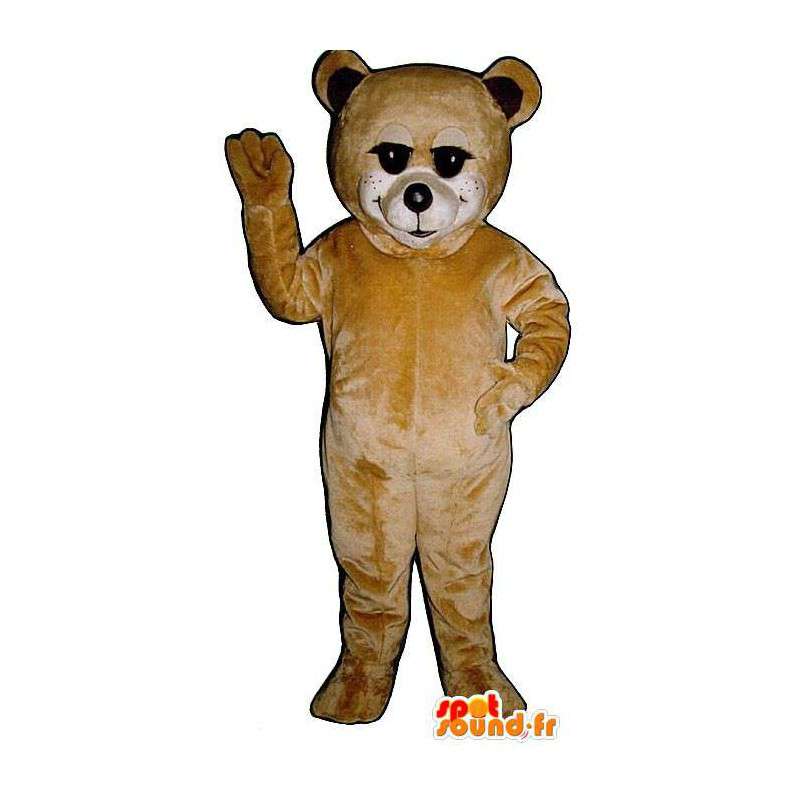 Lille beige bamse maskot - Spotsound maskot kostume