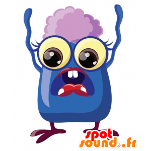 Mascot blue monster with bulging eyes - MASFR029289 - 2D / 3D mascots