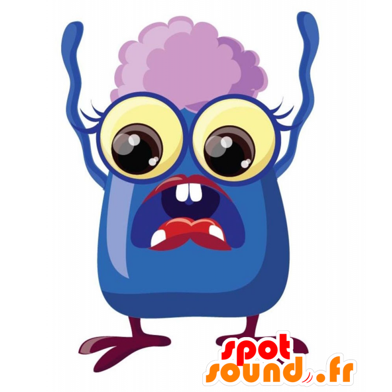 Mascot blauw monster met uitpuilende ogen - MASFR029289 - 2D / 3D Mascottes