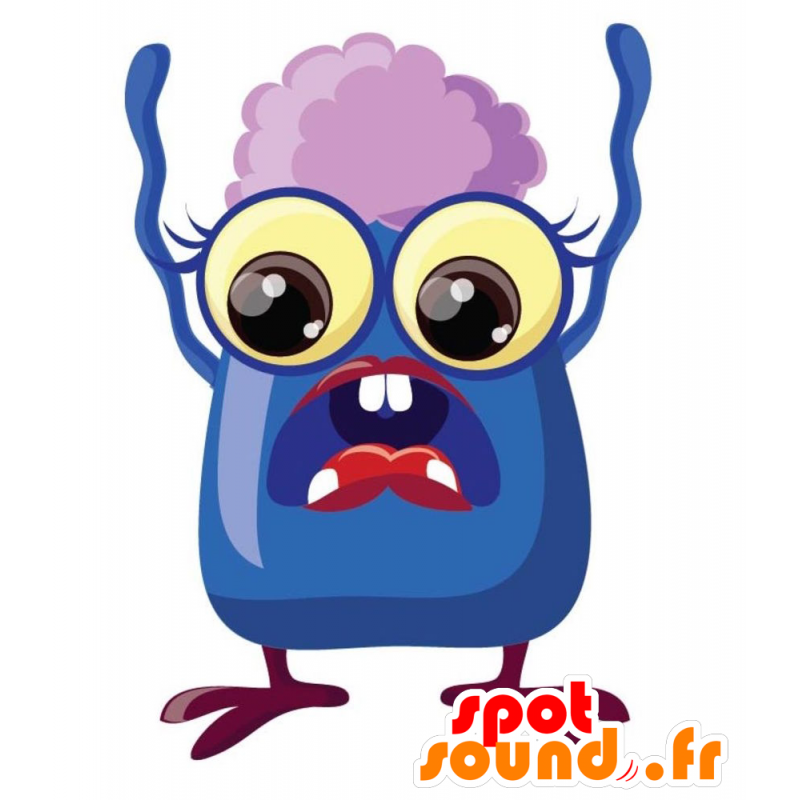 Mascot blå monster med utstående øyne - MASFR029289 - 2D / 3D Mascots