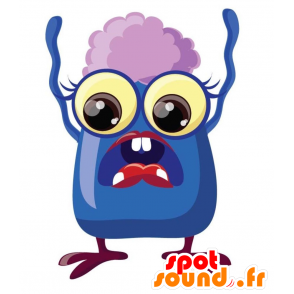 Mascot blauw monster met uitpuilende ogen - MASFR029289 - 2D / 3D Mascottes