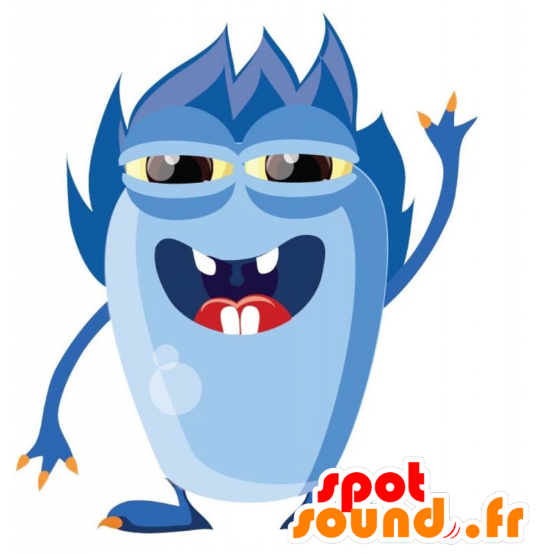 Blaue Monster Maskottchen, alle behaart. blaue Kreatur - MASFR029291 - 2D / 3D Maskottchen
