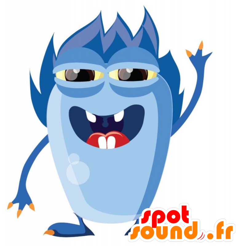 Mascotte blauw monster, allemaal behaard. blauw schepsel - MASFR029291 - 2D / 3D Mascottes