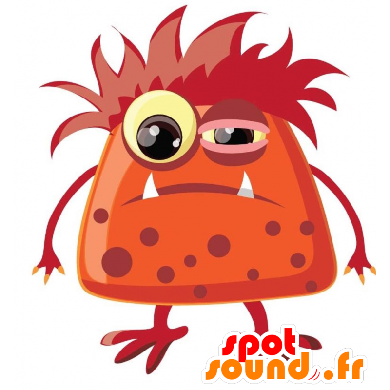 Red monster mascot and orange, furry and fun - MASFR029292 - 2D / 3D mascots