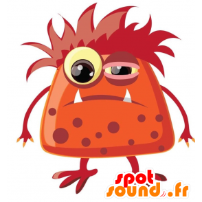 Mostro rosso mascotte e arancio, peloso e divertimento - MASFR029292 - Mascotte 2D / 3D