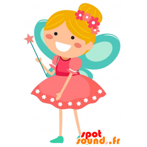 Mascot blonde fairy with pink dress - MASFR029295 - 2D / 3D mascots