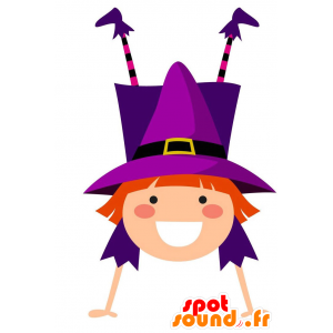 Mascotte de sorcière rousse, habillée en violet - MASFR029297 - Mascottes 2D/3D