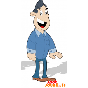 D4homme mascotte marrone con una camicia e jeans - Mascotte 2D / 3D - MASFR029303 - SpotSound.fr