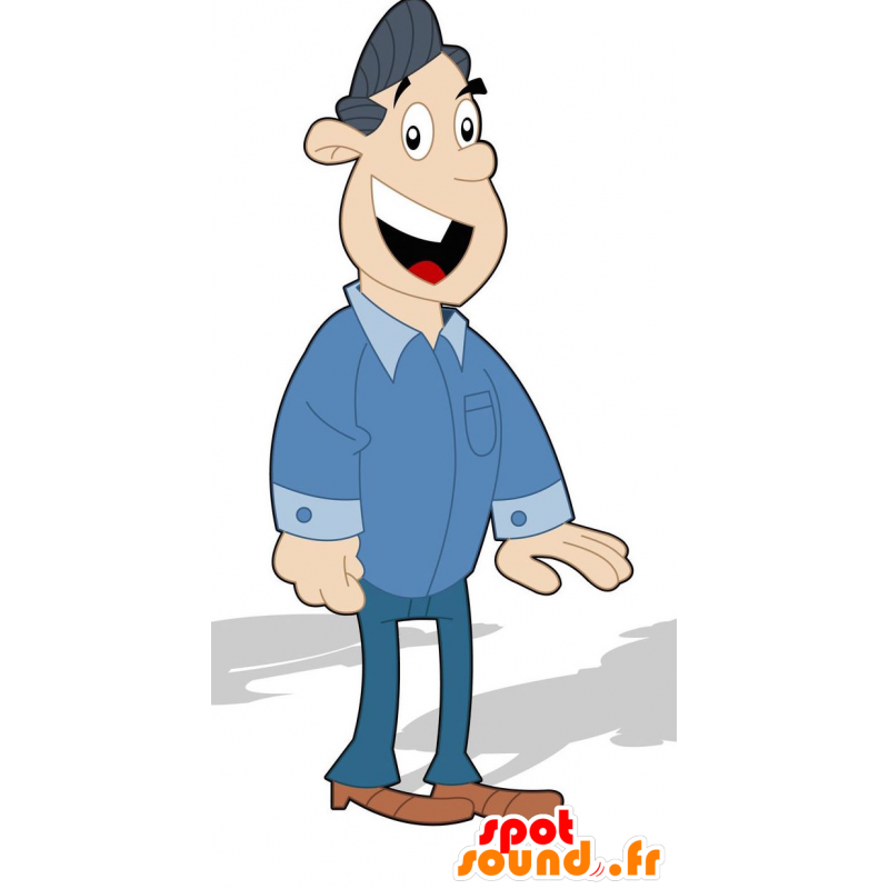 D4homme mascota de color marrón con una camisa y pantalones vaqueros - MASFR029303 - Mascotte 2D / 3D