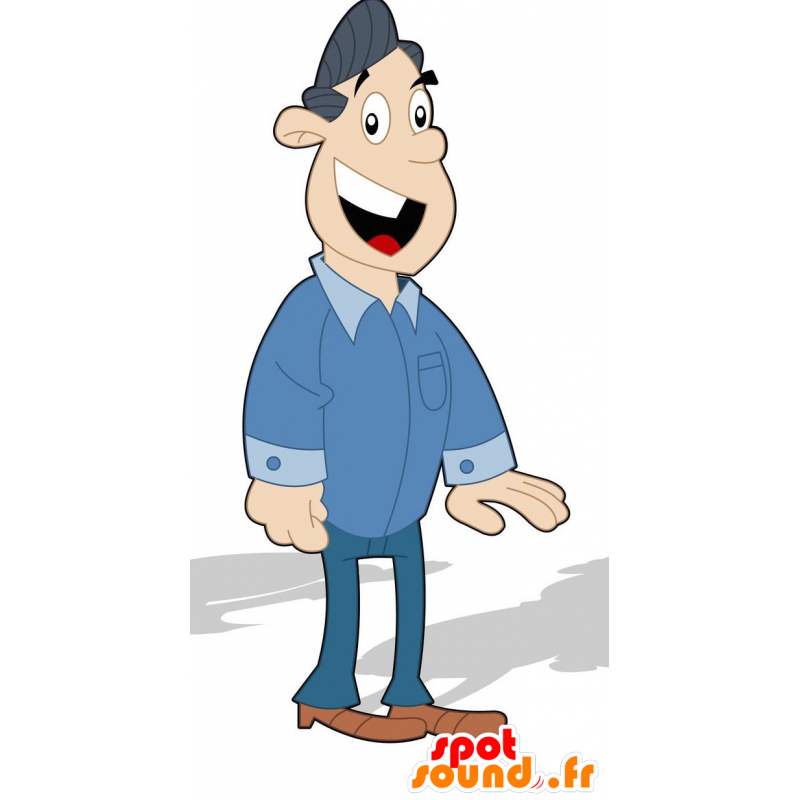 D4homme mascotte marrone con una camicia e jeans - Mascotte 2D / 3D - MASFR029303 - SpotSound.fr