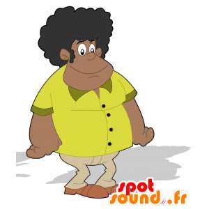 Mascotte d'Africain avec une chemise jaune - MASFR029305 - Mascottes 2D/3D
