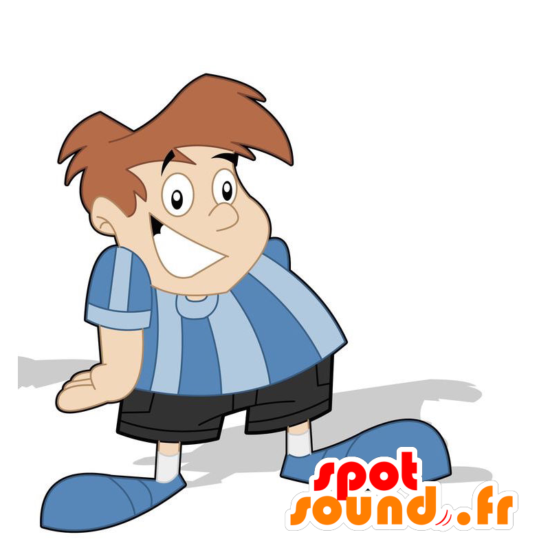 Mascot svært smilende barn kledd i blått og svart - MASFR029312 - 2D / 3D Mascots