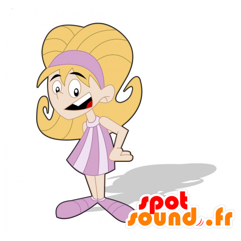 Girl mascot, blonde teenager dressed in pink - MASFR029313 - 2D / 3D mascots