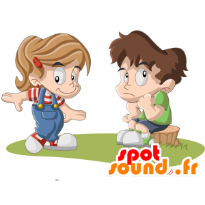 2 maskotki, chłopiec i dziewczynka - MASFR029315 - 2D / 3D Maskotki