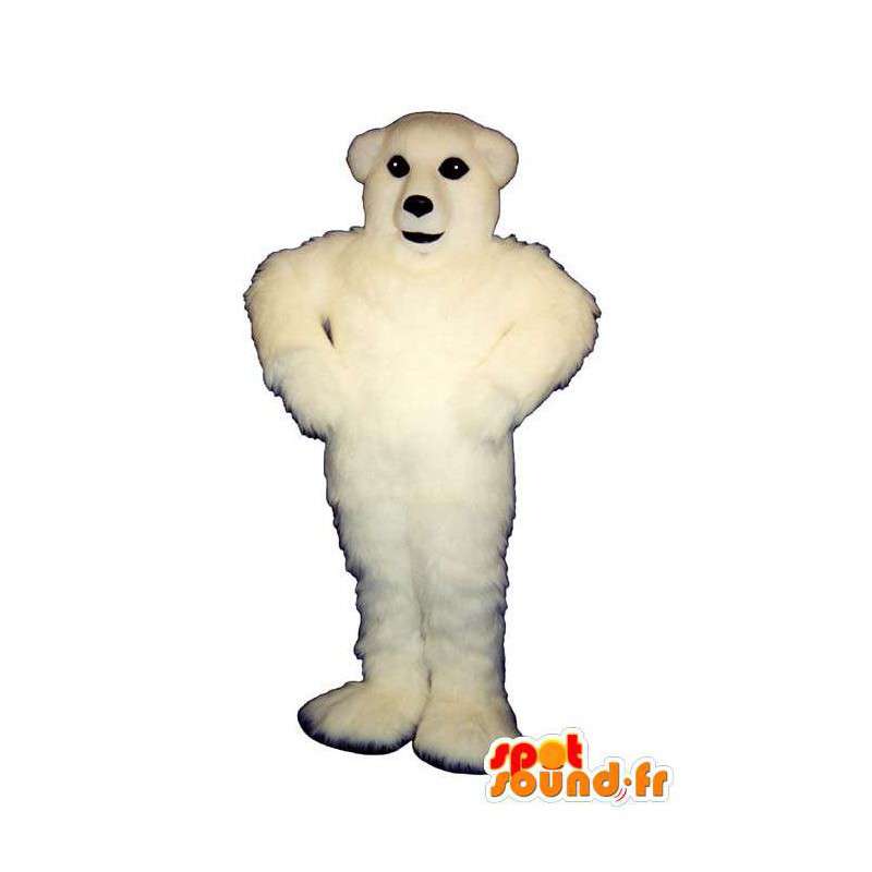 Mascotte d'ours blanc tout poilu - MASFR007405 - Mascotte d'ours