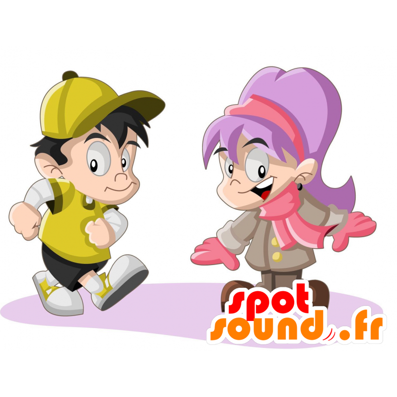 2 mascotte, un ragazzo e una ragazza - MASFR029317 - Mascotte 2D / 3D