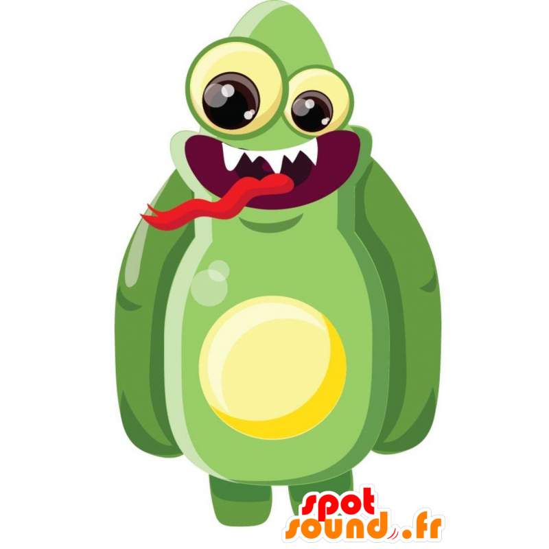 Buitenaardse mascotte, groen en geel monster - MASFR029320 - 2D / 3D Mascottes