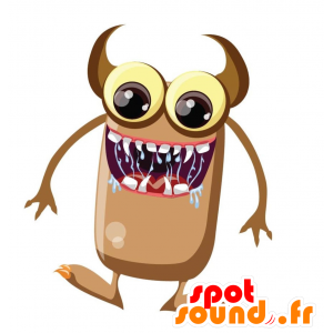 Brown monster with horns mascot - MASFR029321 - 2D / 3D mascots