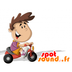 Mascotte de petit garçon vêtu d'une tenue violette et jaune - MASFR029332 - Mascottes 2D/3D