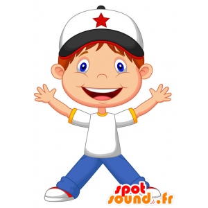 Mascot boy wearing a white dress and blue - MASFR029335 - 2D / 3D mascots