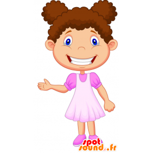 Mascotte ragazza, rosa e la bambola bianca - MASFR029336 - Mascotte 2D / 3D