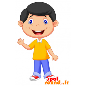 Geel en blauw jongen Mascot - MASFR029343 - 2D / 3D Mascottes