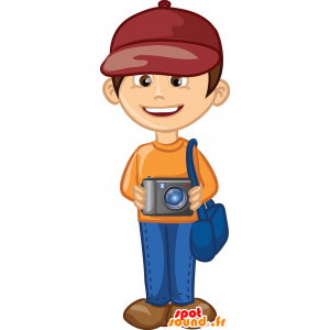 Chłopiec maskotka z czerwonej czapce - MASFR029345 - 2D / 3D Maskotki
