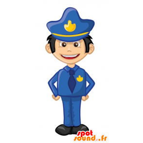 Azul y amarillo de la mascota policía uniforme - MASFR029346 - Mascotte 2D / 3D