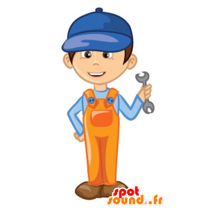 Mascot man, arbeider, manusje van alles in overalls - MASFR029347 - 2D / 3D Mascottes