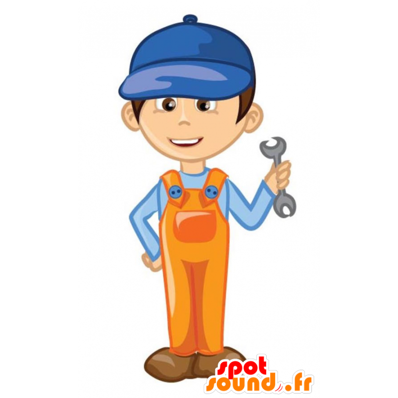 Mascot man, arbeider, manusje van alles in overalls - MASFR029347 - 2D / 3D Mascottes