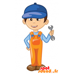 Man mascot, worker, handyman in overalls - MASFR029347 - 2D / 3D mascots