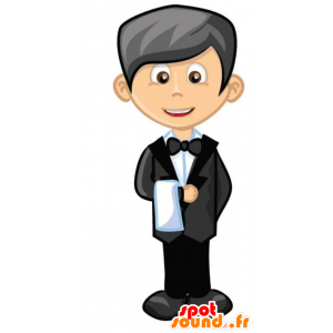 Mascota del hombre, negro y traje blanco - MASFR029348 - Mascotte 2D / 3D