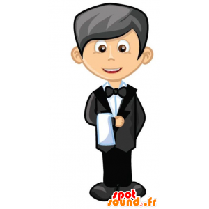 Mascot mann i svart og hvitt antrekk - MASFR029348 - 2D / 3D Mascots